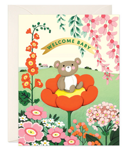 Teddy Bear Baby Welcome Card