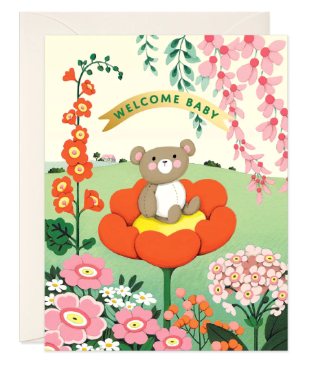 Teddy Bear Baby Welcome Card