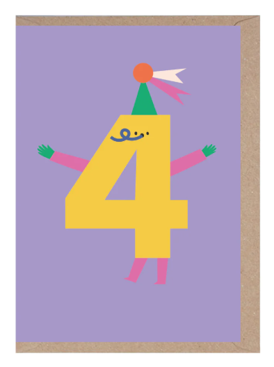 Cute Character Number Four Card