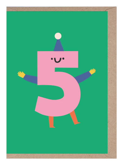 Cute Character Number Five Card