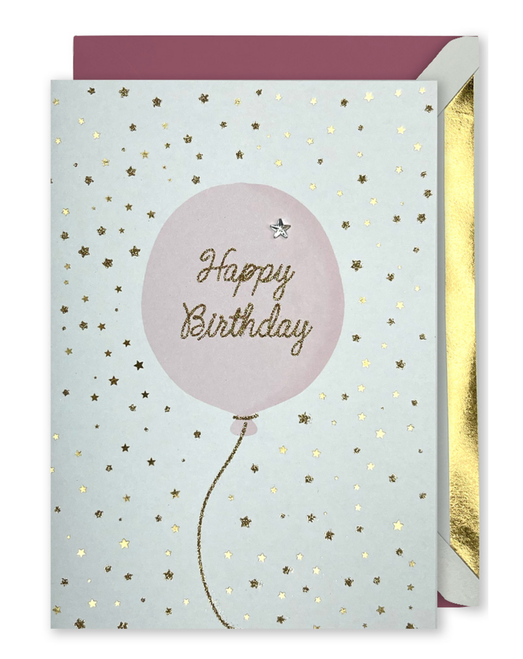 Pink Balloon Happy Birthday Card