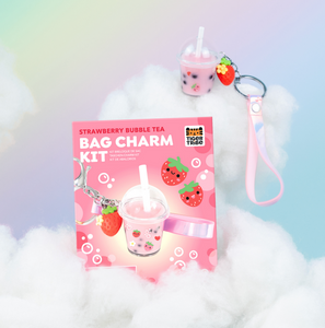 Tiger Tribe Strawberry Bubble Tea Bag Charm Kit