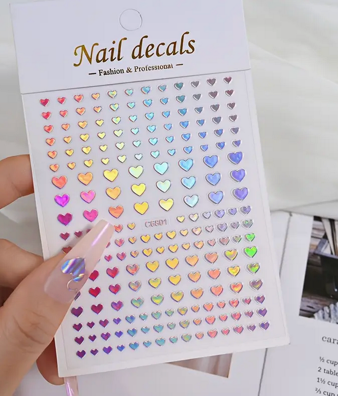 Holographic Heart Nail Stickers