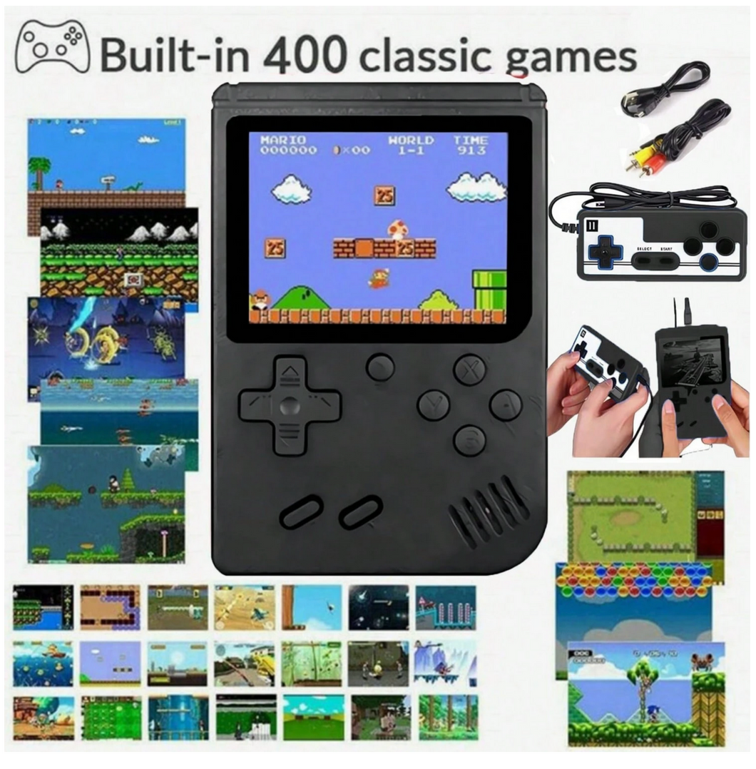 Portable Game Console with 400 Games and Two Controllers