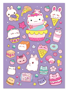 Totally Kawaii Sticker & Colouring Book