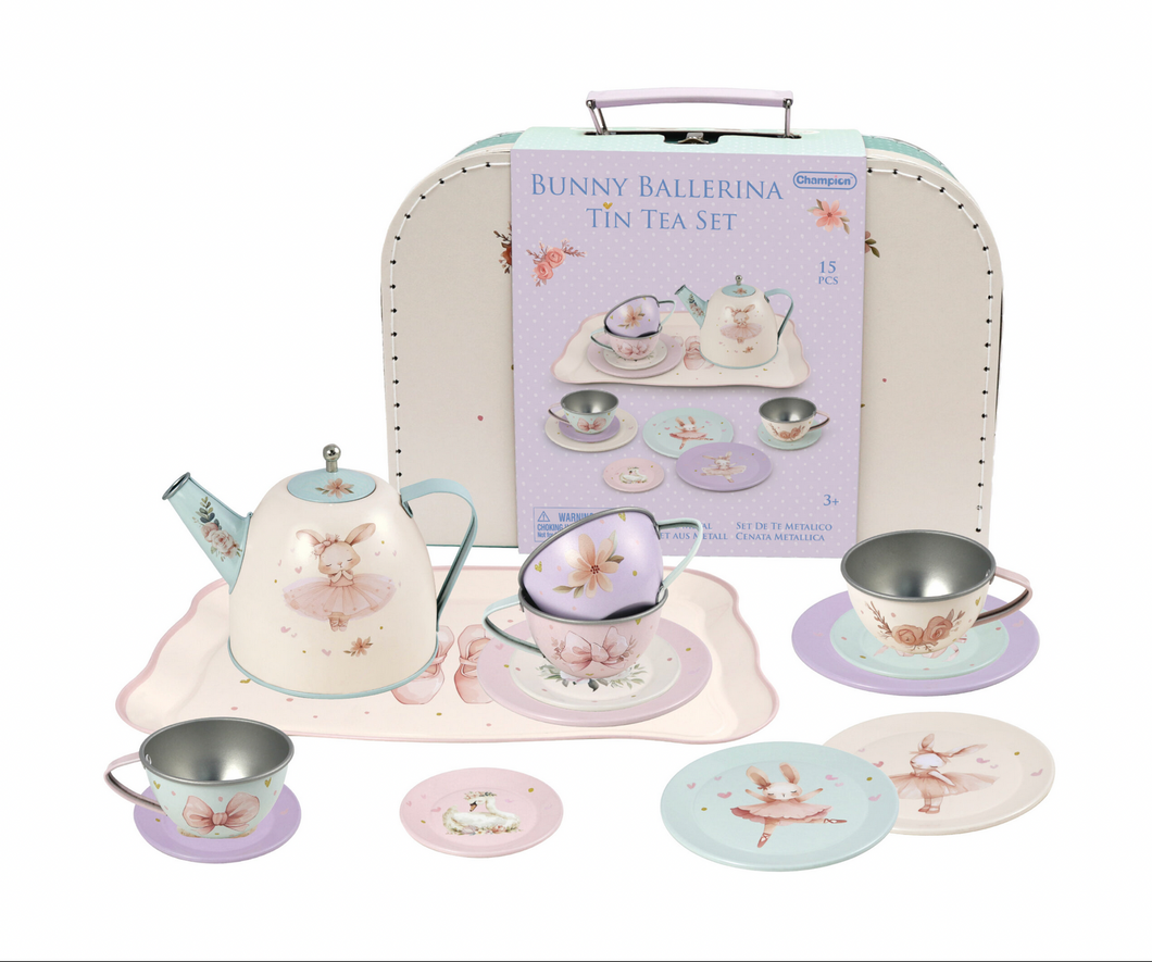 Ballerina Bunny Tin Tea Set in Suitcase
