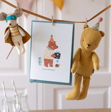 Load image into Gallery viewer, Bear Birthday Card - Liberty Adelajda&#39;s Wish Fabric
