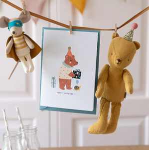 Bear Birthday Card - Liberty Adelajda's Wish Fabric