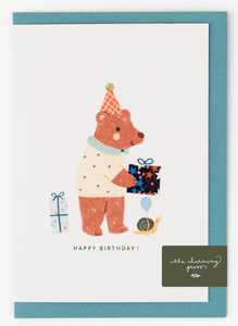 Bear Birthday Card - Liberty Adelajda's Wish Fabric