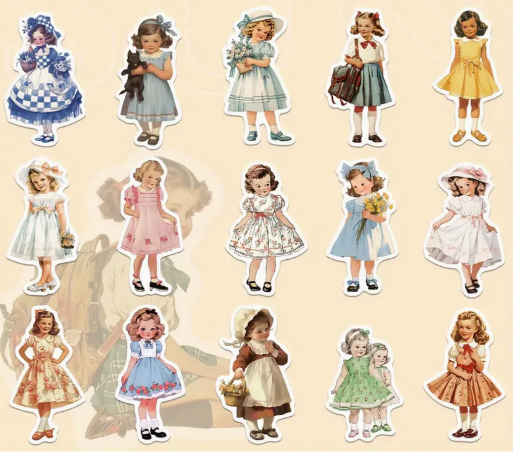 Vintage Girls Stickers Set of 50