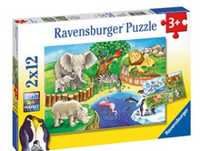 Load image into Gallery viewer, Ravensburger Animals in the Zoo Puzzle 2x12 Pieces

