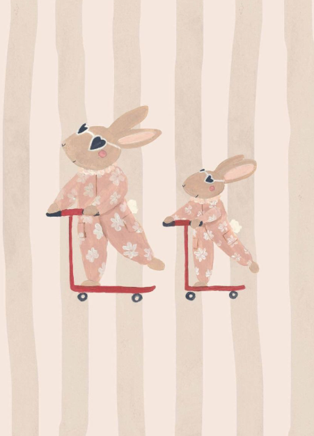 Everlasting Love, Rabbits on Scooters by Lion & Pear - Card