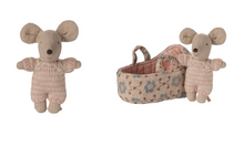 Load image into Gallery viewer, Maileg Baby Mouse in Carry Cot Rose
