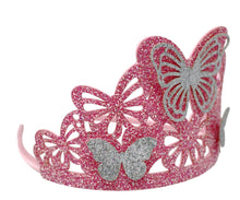 Load image into Gallery viewer, Pink Poppy Dazzling Butterly Soft Glitter Crown

