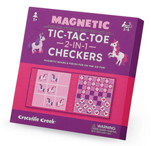 Load image into Gallery viewer, Crocodile Creek Magnetic Game Tic Tac Toe &amp; Checkers - Unicorn
