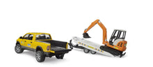 Load image into Gallery viewer, Bruder RAM2500 Power Wagon Rental Service with Trailer &amp; Micro Excavator
