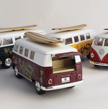 Load image into Gallery viewer, Kinsmart Die Cast VW Hippy Combi Van with Long Board Pull Back Friction
