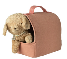 Load image into Gallery viewer, Maileg Pet Carrier with Dusty Puppy &amp; Harness
