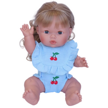 Load image into Gallery viewer, Cherry Frilled Bib &amp; Nappy 34-38cm Doll
