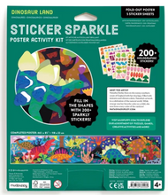 Load image into Gallery viewer, Dinosaur Land Sticker Sparkle Poster Activity Kit
