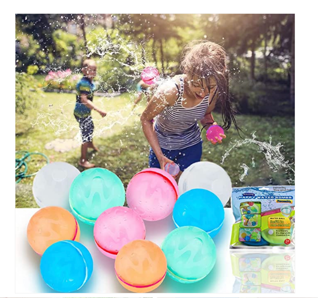 Self Sealing  Water Splash Balls - Reusable Water Bombs 6 Pack