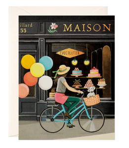 Girl Riding a Bike Blank Card