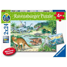 Load image into Gallery viewer, Ravensburger Dinosaurs of Land and Sea 2 x 24 piece puzzle
