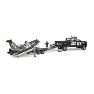 Bruder RAM 2500 Police Pick-Up & Tralier with Boat & 2 Figures