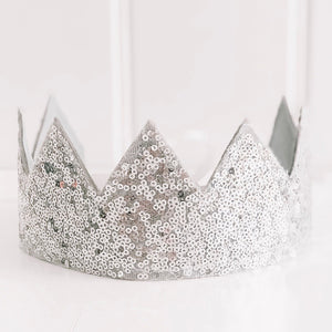 Alimrose Silver Sequin Fabric Crown