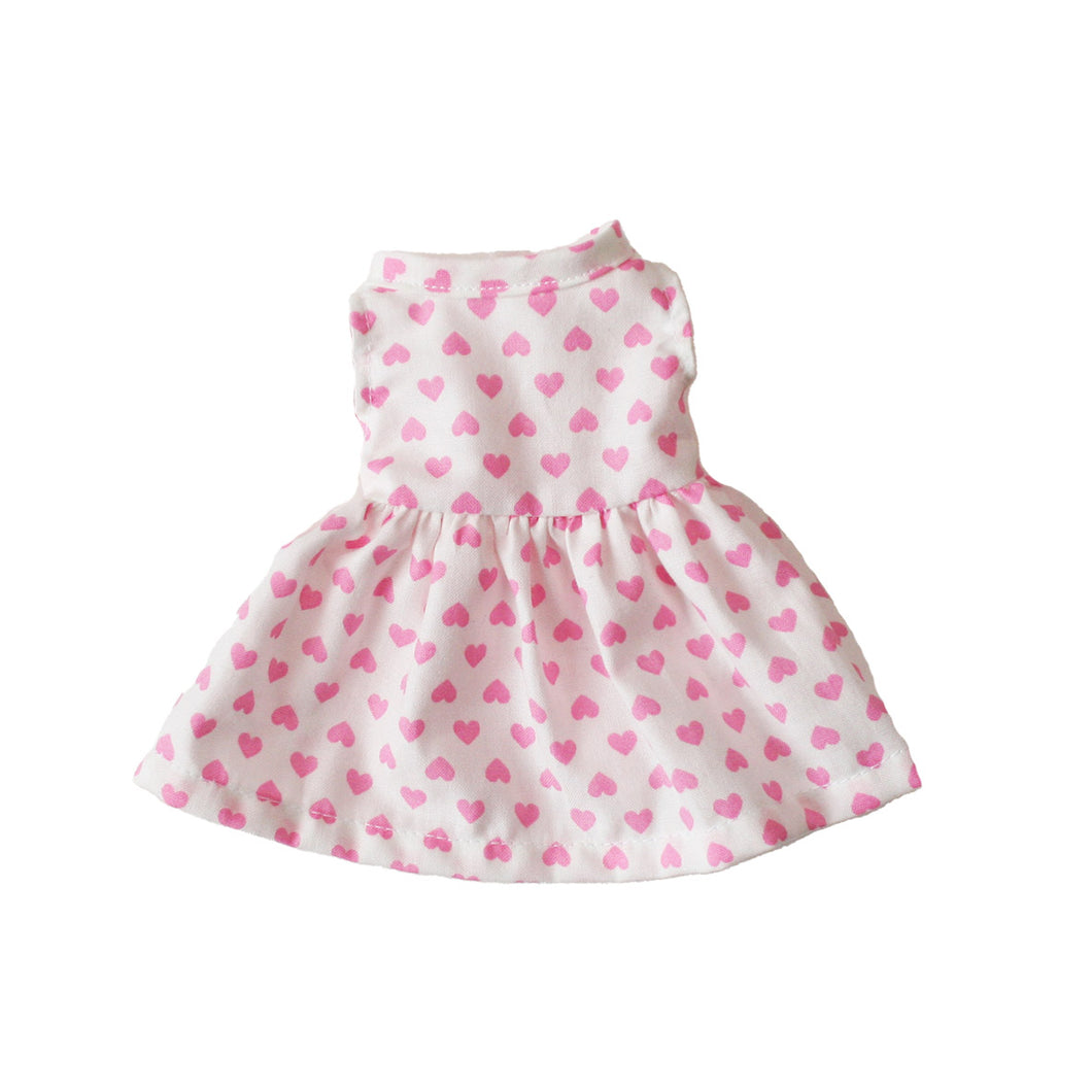 Alimrose Small Doll Dress (20-28cm) Pink Hearts