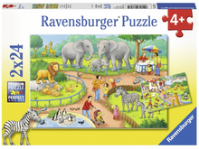 Load image into Gallery viewer, Ravensburger A Day At The Zoo 2 X 24 Piece Puzzle
