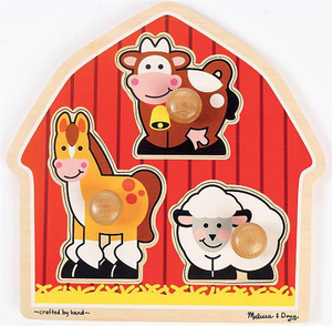 Melissa & Doug – Barn Animals Jumbo Knob Puzzle 3 Piece