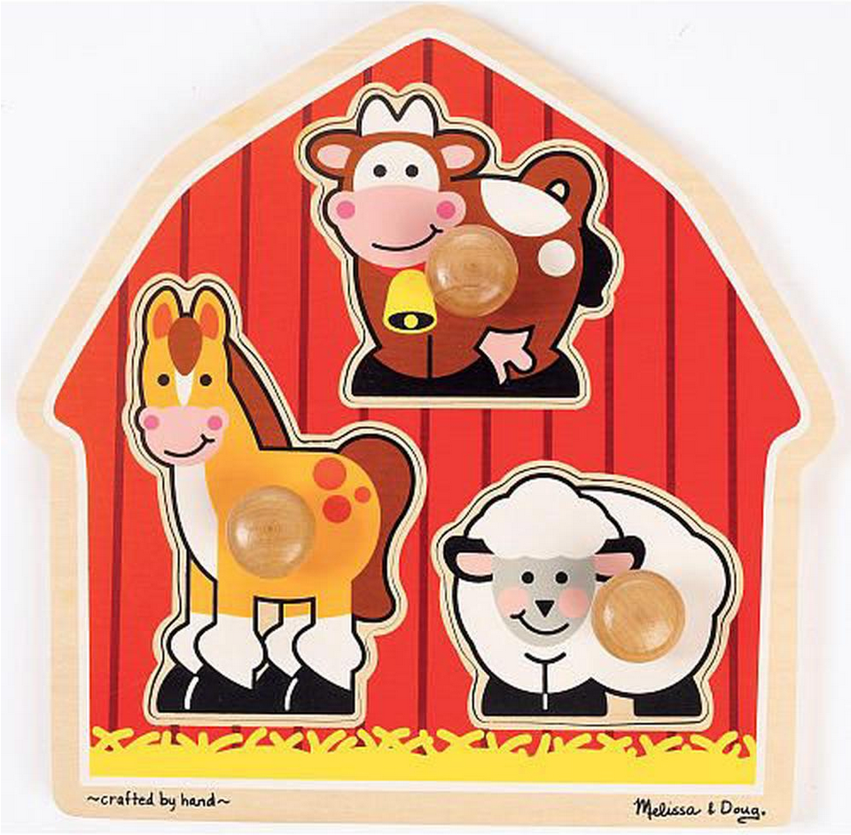 Melissa & Doug – Barn Animals Jumbo Knob Puzzle 3 Piece