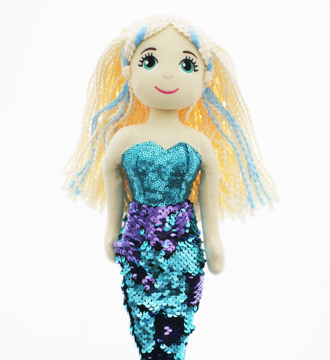 Cotton Candy Mermaid Elsa Flip Sequined Blue Lilac 70cm