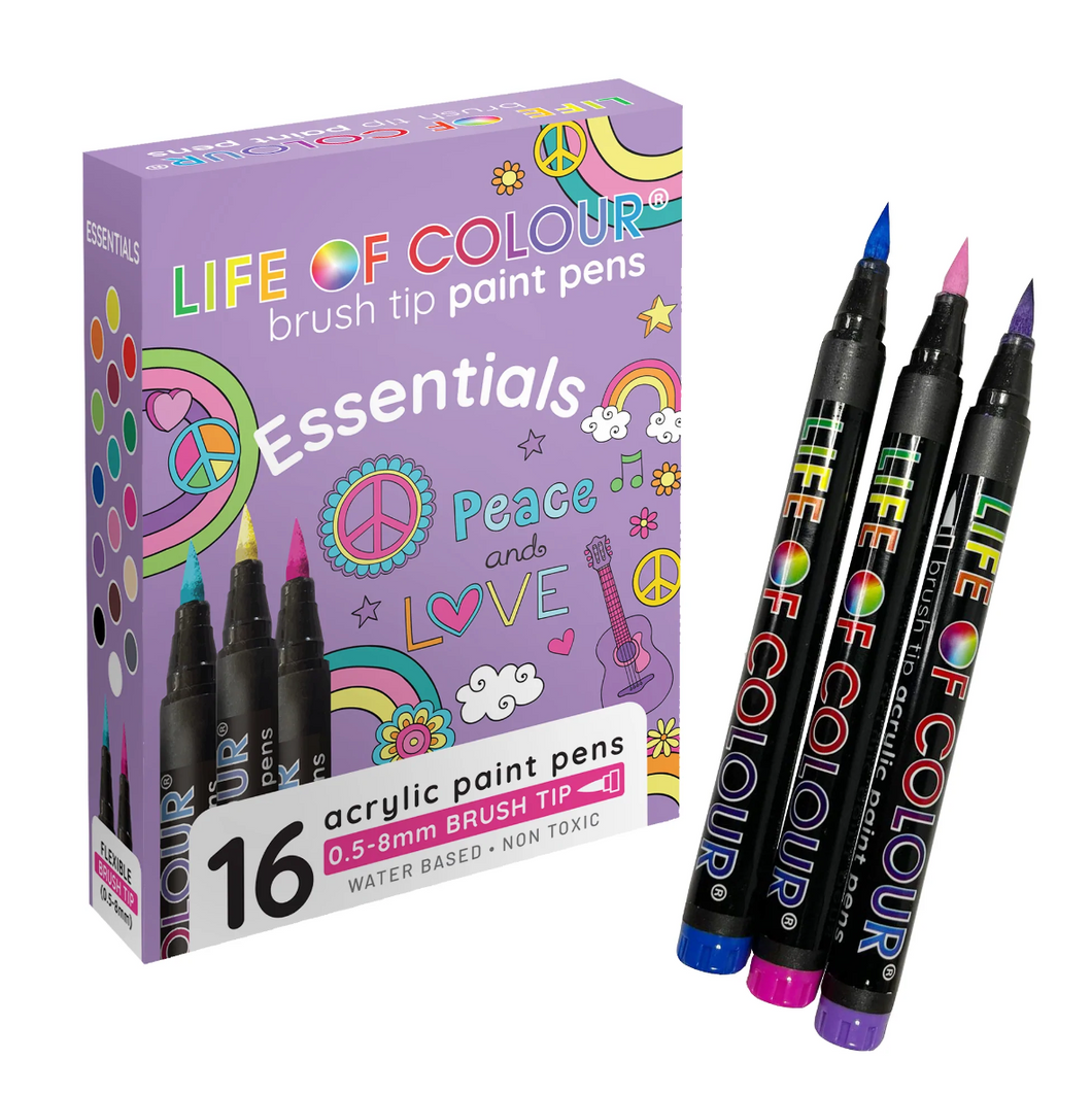 Life of Colour Essentioals Acrylic Brush Pens 16 Pack