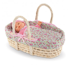 Corolle Wicker & Floral Carry Bed 14"