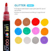 Load image into Gallery viewer, Life of Colour Glitter Medium Acrylic Paint Pens
