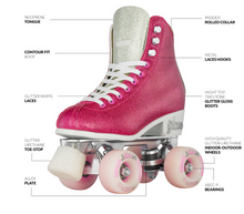 Load image into Gallery viewer, Disco GLAM Pink/Silver Roller Skates (Small j12-2)
