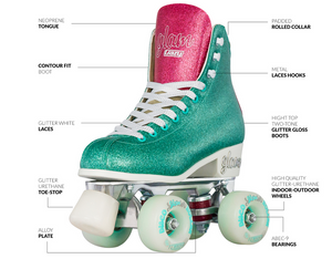 Disco GLAM Teal/ Pink Roller Skates (Small j12-2)