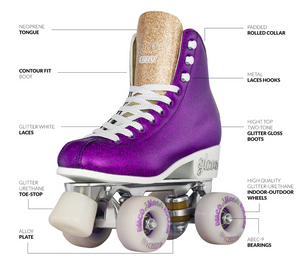 Disco GLAM Purple/Silver Roller Skates (Medium 3-6)