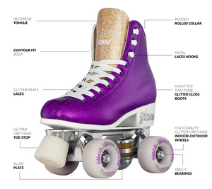 Disco GLAM Purple/Silver Roller Skates (Small j12-2)