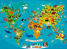 Load image into Gallery viewer, Ravensburger Animal World Map Puzzle 150 pieces
