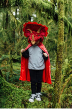 Load image into Gallery viewer, Great Pretenders Red Triceratops Hooded Cape
