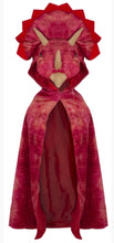 Load image into Gallery viewer, Great Pretenders Red Triceratops Hooded Cape
