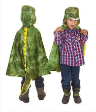 Load image into Gallery viewer, Great Pretenders Green T-Rex Hooded Cape

