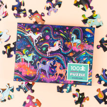 Load image into Gallery viewer, Crocodile Creek Holographic Unicorn Galaxy Puzzle - 100 Piece
