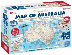 Blue Opal 1000 Piece Geographic Map of Australia Puzzle